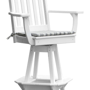 Poly Outdoor Traditional Swivel Bar Chair - White