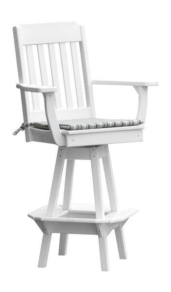 Poly Outdoor Traditional Swivel Bar Chair - White