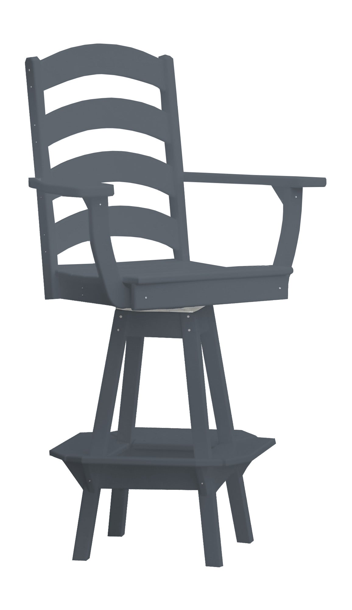 Poly Outdoor Ladderback Swivel Bar Chair - Dark Gray