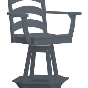 Poly Outdoor Ladderback Swivel Bar Chair - Dark Gray