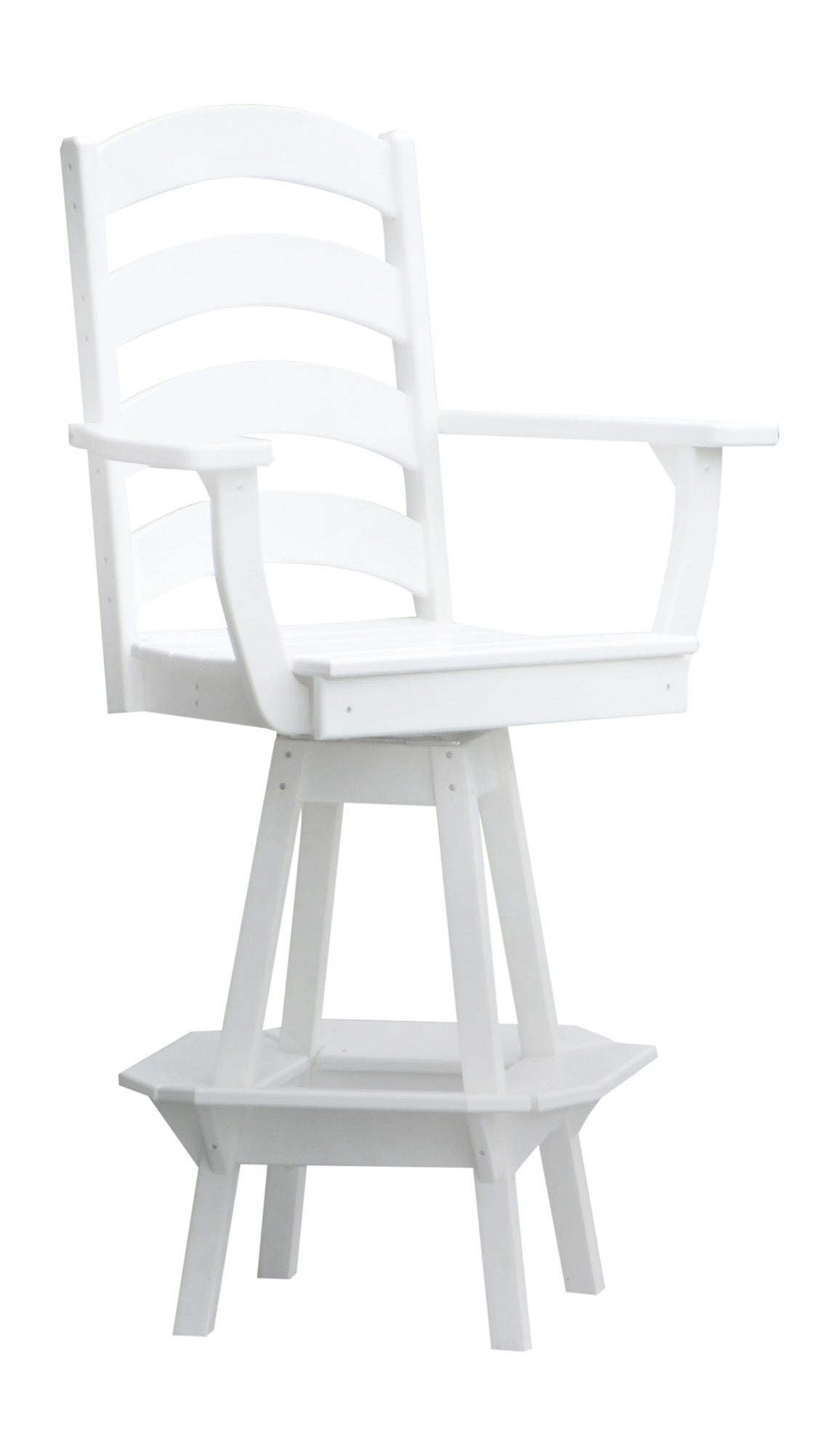 Poly Outdoor Ladderback Swivel Bar Chair - White