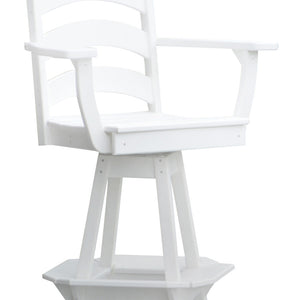 Poly Outdoor Ladderback Swivel Bar Chair - White