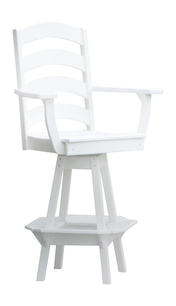 Poly Outdoor Ladderback Swivel Bar Chair - White