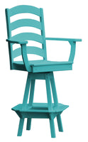 Poly Outdoor Ladderback Swivel Bar Chair - Aruba Blue