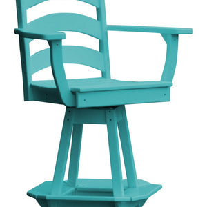Poly Outdoor Ladderback Swivel Bar Chair - Aruba Blue