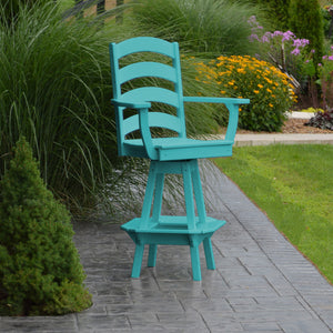 Poly Outdoor Ladderback Swivel Bar Chair - Aruba Blue