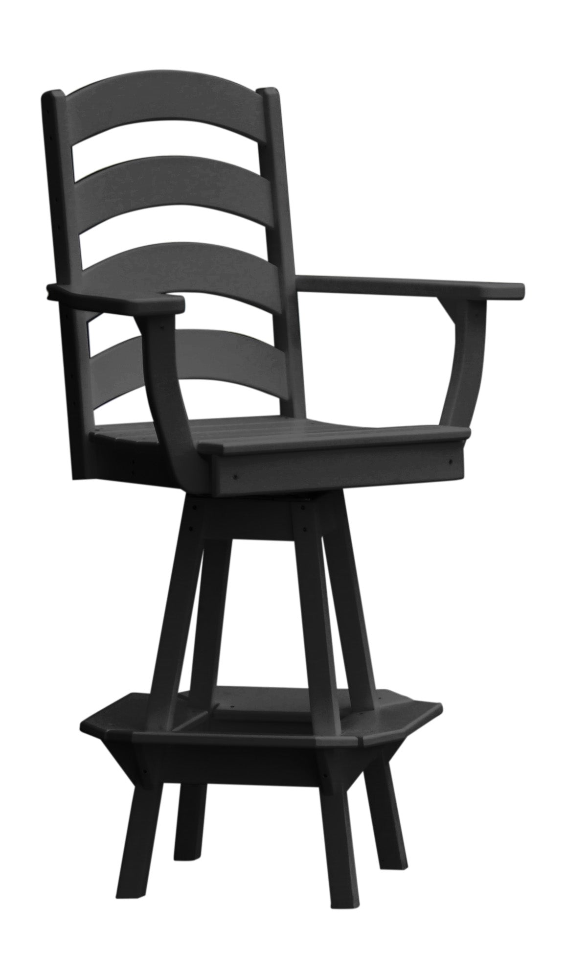 Poly Outdoor Ladderback Swivel Bar Chair - Black