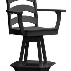 Poly Outdoor Ladderback Swivel Bar Chair - Black