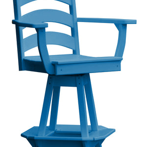Poly Outdoor Ladderback Swivel Bar Chair - Blue
