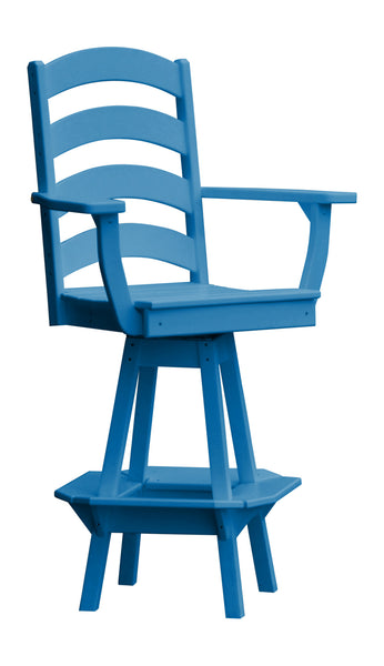 Poly Outdoor Ladderback Swivel Bar Chair - Blue