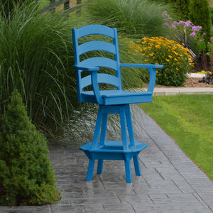 Poly Outdoor Ladderback Swivel Bar Chair - Blue