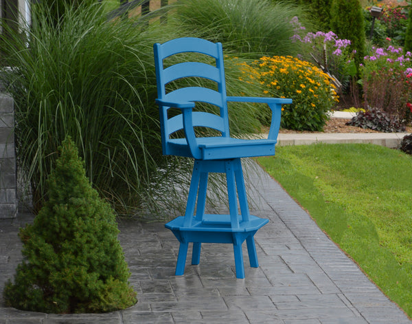 Poly Outdoor Ladderback Swivel Bar Chair - Blue