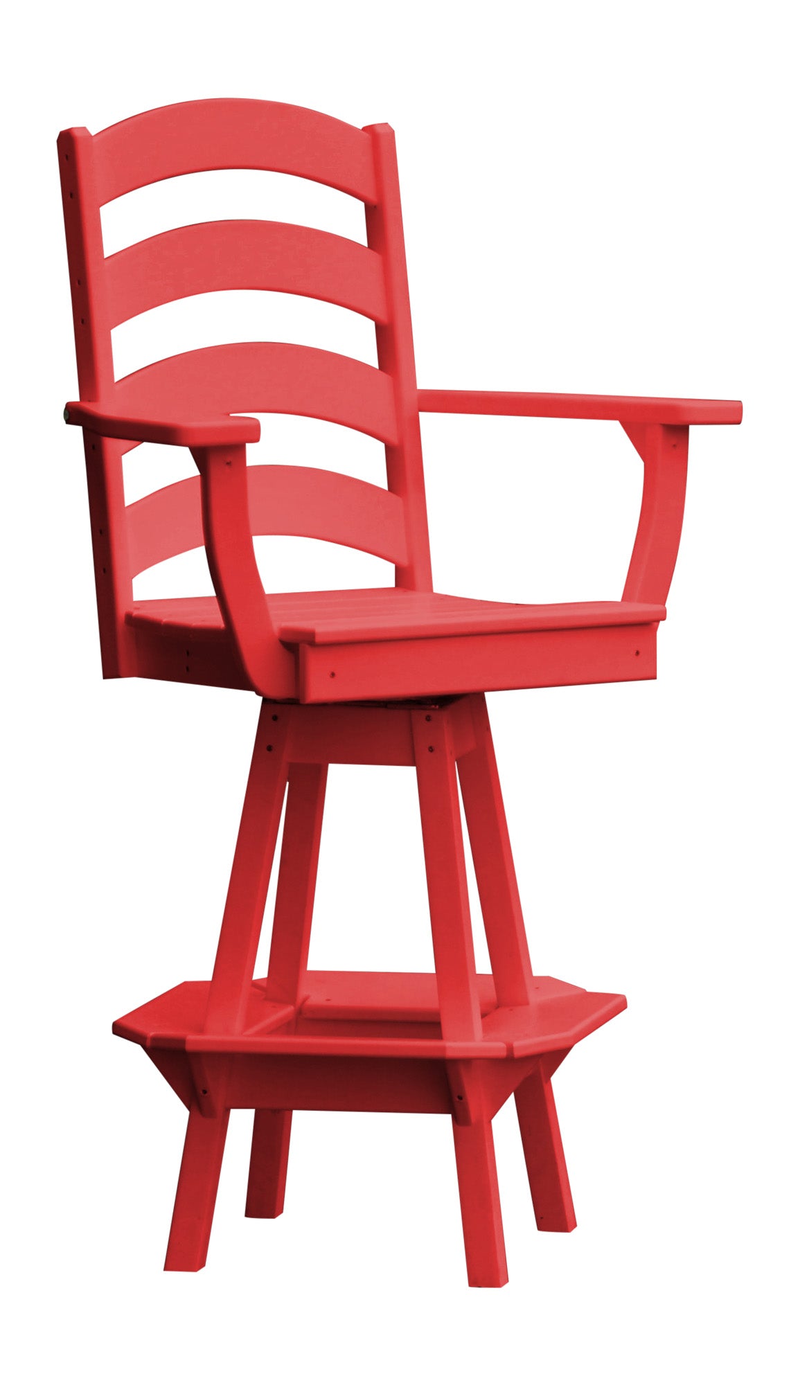Poly Outdoor Ladderback Swivel Bar Chair - Bright Red