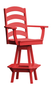 Poly Outdoor Ladderback Swivel Bar Chair - Bright Red