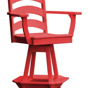 Poly Outdoor Ladderback Swivel Bar Chair - Bright Red