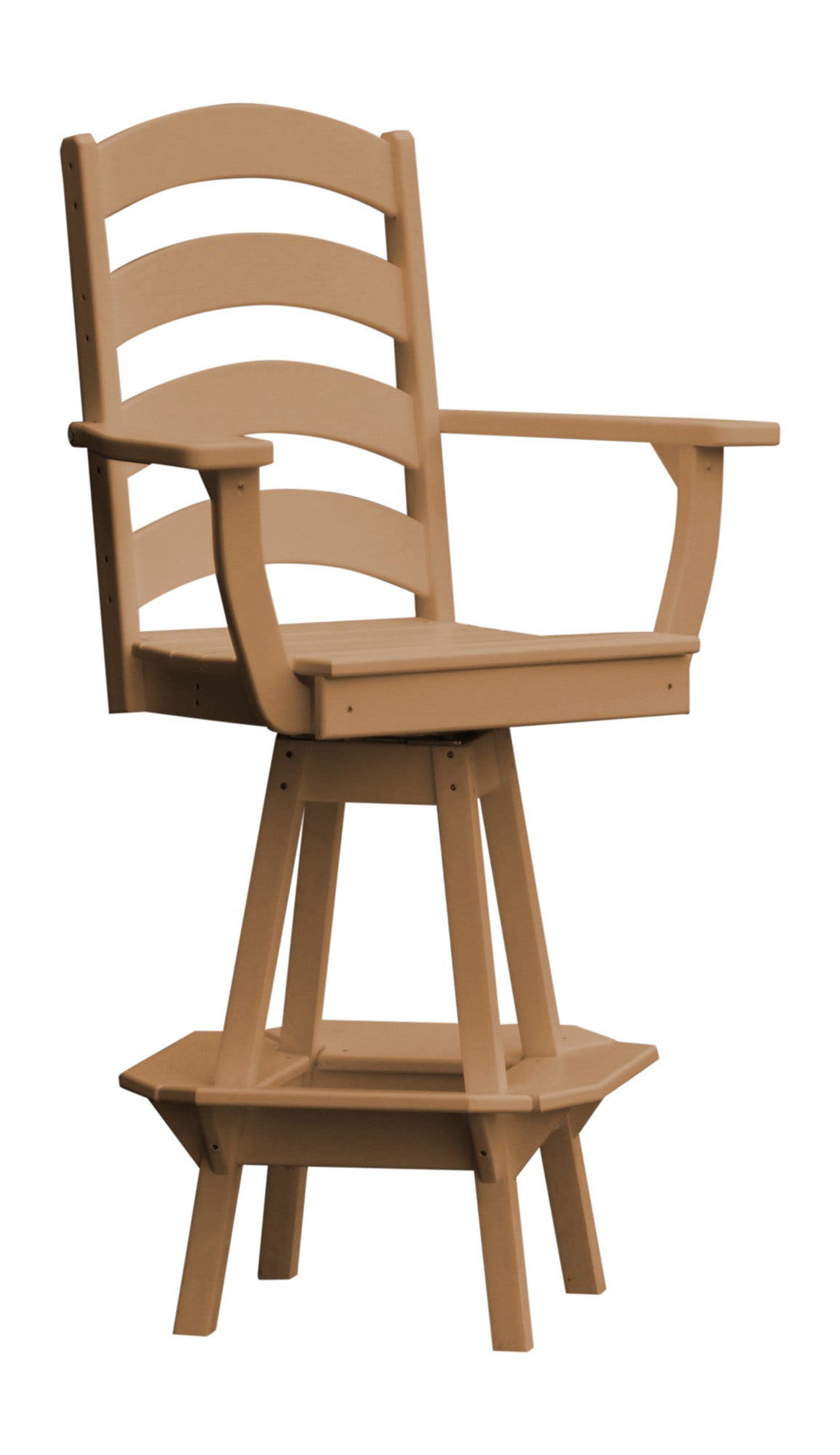 Poly Outdoor Ladderback Swivel Bar Chair - Cedar