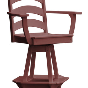 Poly Outdoor Ladderback Swivel Bar Chair - Cherrywood