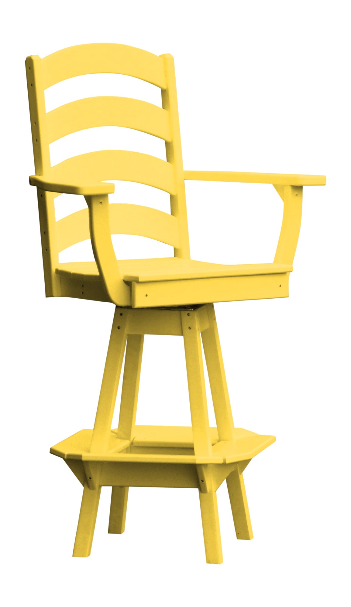 Poly Outdoor Ladderback Swivel Bar Chair - Lemon Yellow