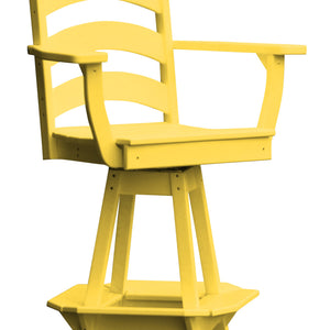 Poly Outdoor Ladderback Swivel Bar Chair - Lemon Yellow