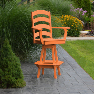 Poly Outdoor Ladderback Swivel Bar Chair - Orange