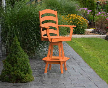 Poly Outdoor Ladderback Swivel Bar Chair - Orange
