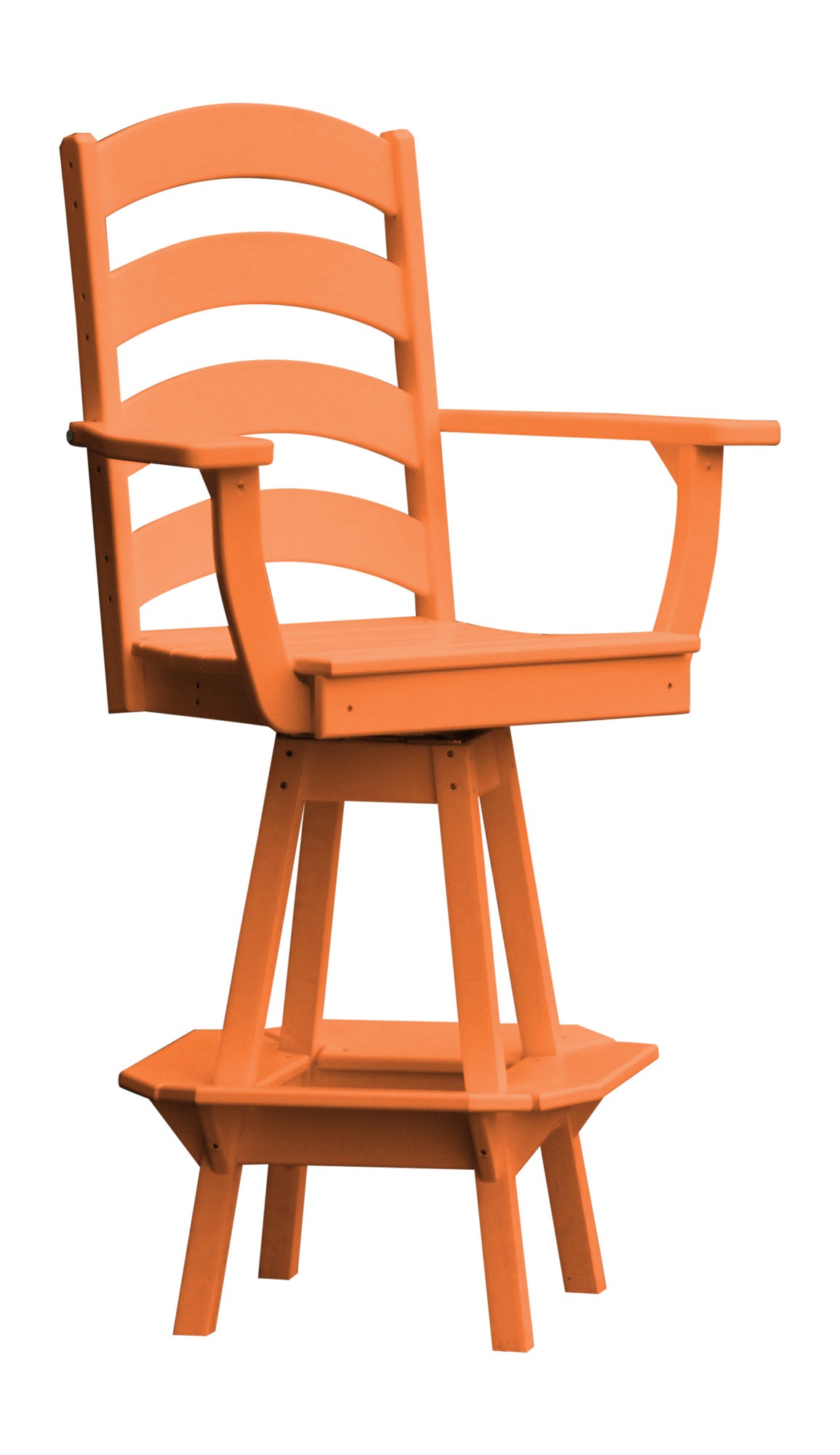 Poly Outdoor Ladderback Swivel Bar Chair - Orange
