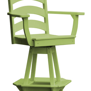 Poly Outdoor Ladderback Swivel Bar Chair - Tropical Lime