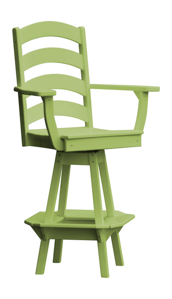 Poly Outdoor Ladderback Swivel Bar Chair - Tropical Lime