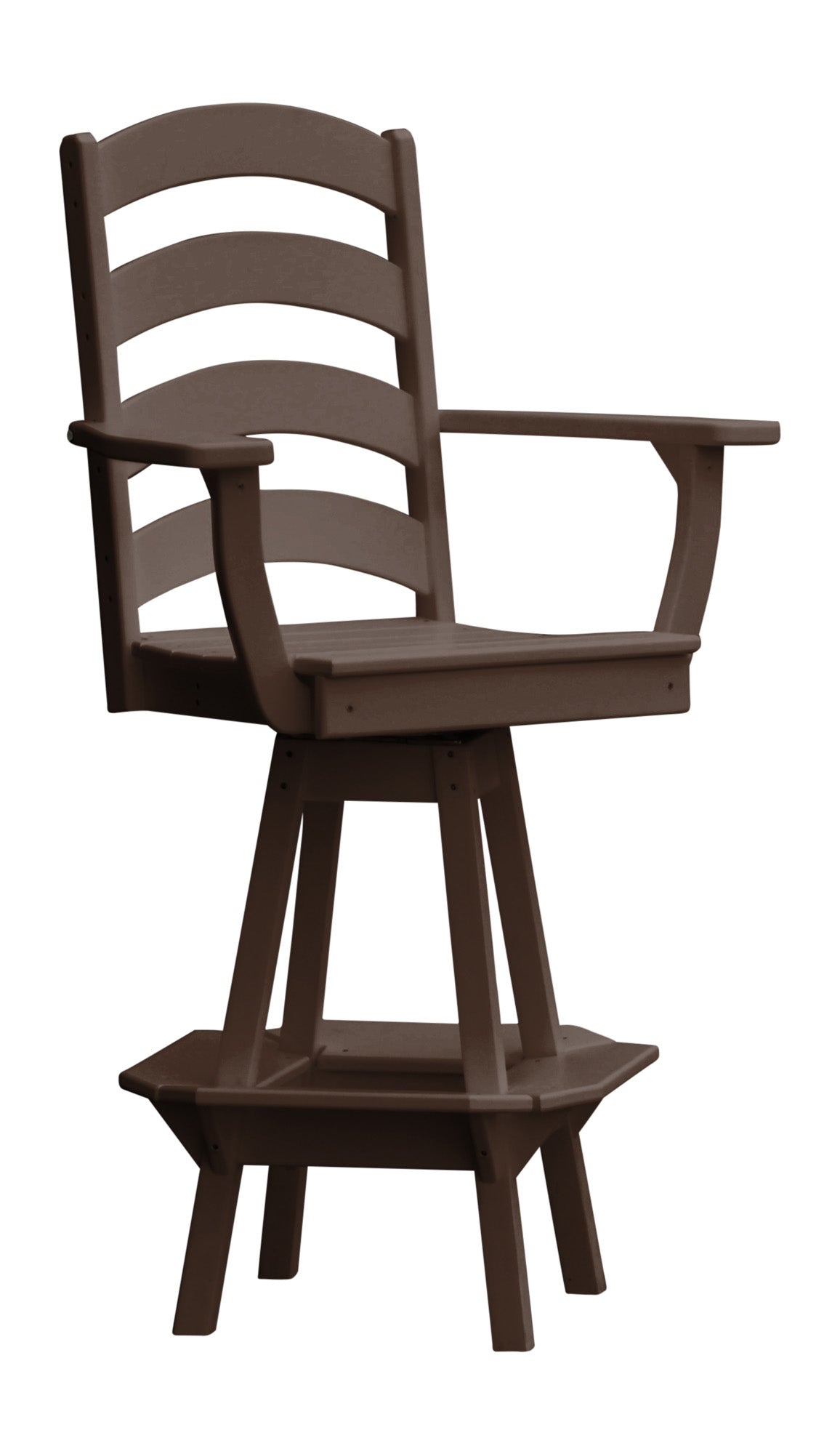Poly Outdoor Ladderback Swivel Bar Chair - Tudor Brown