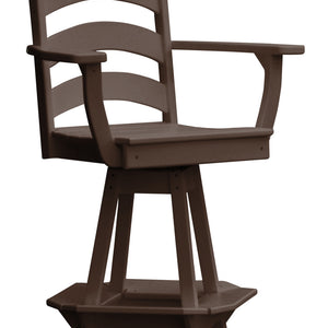 Poly Outdoor Ladderback Swivel Bar Chair - Tudor Brown