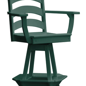 Poly Outdoor Ladderback Swivel Bar Chair - Turf Green
