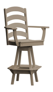 Poly Outdoor Ladderback Swivel Bar Chair - Weather Wood
