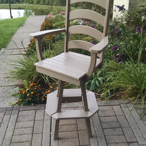 Poly Outdoor Ladderback Swivel Bar Chair - Weather Wood