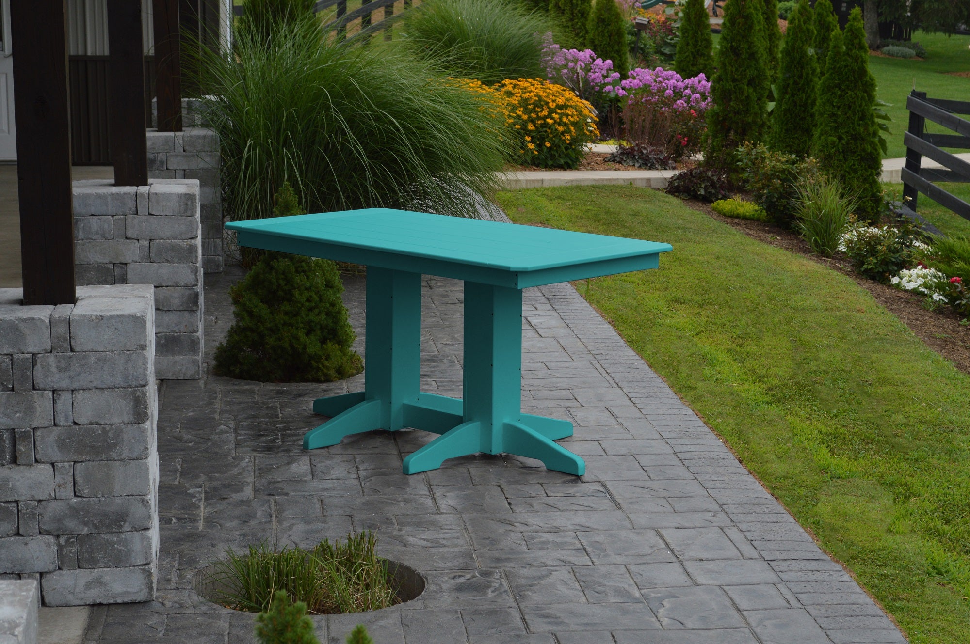 Poly Outdoor Rectangle Dining Table - 5ft / Aruba Blue