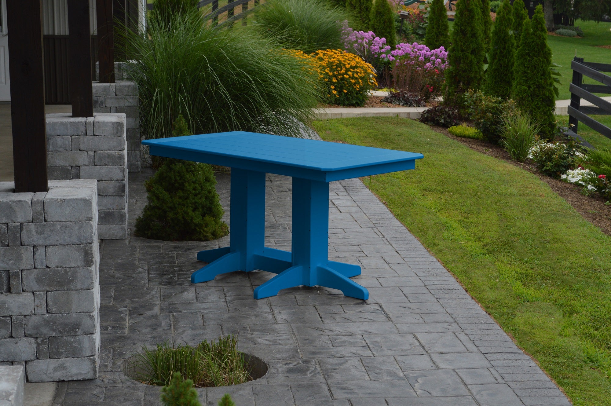 Poly Outdoor Rectangle Dining Table - 5ft / Blue