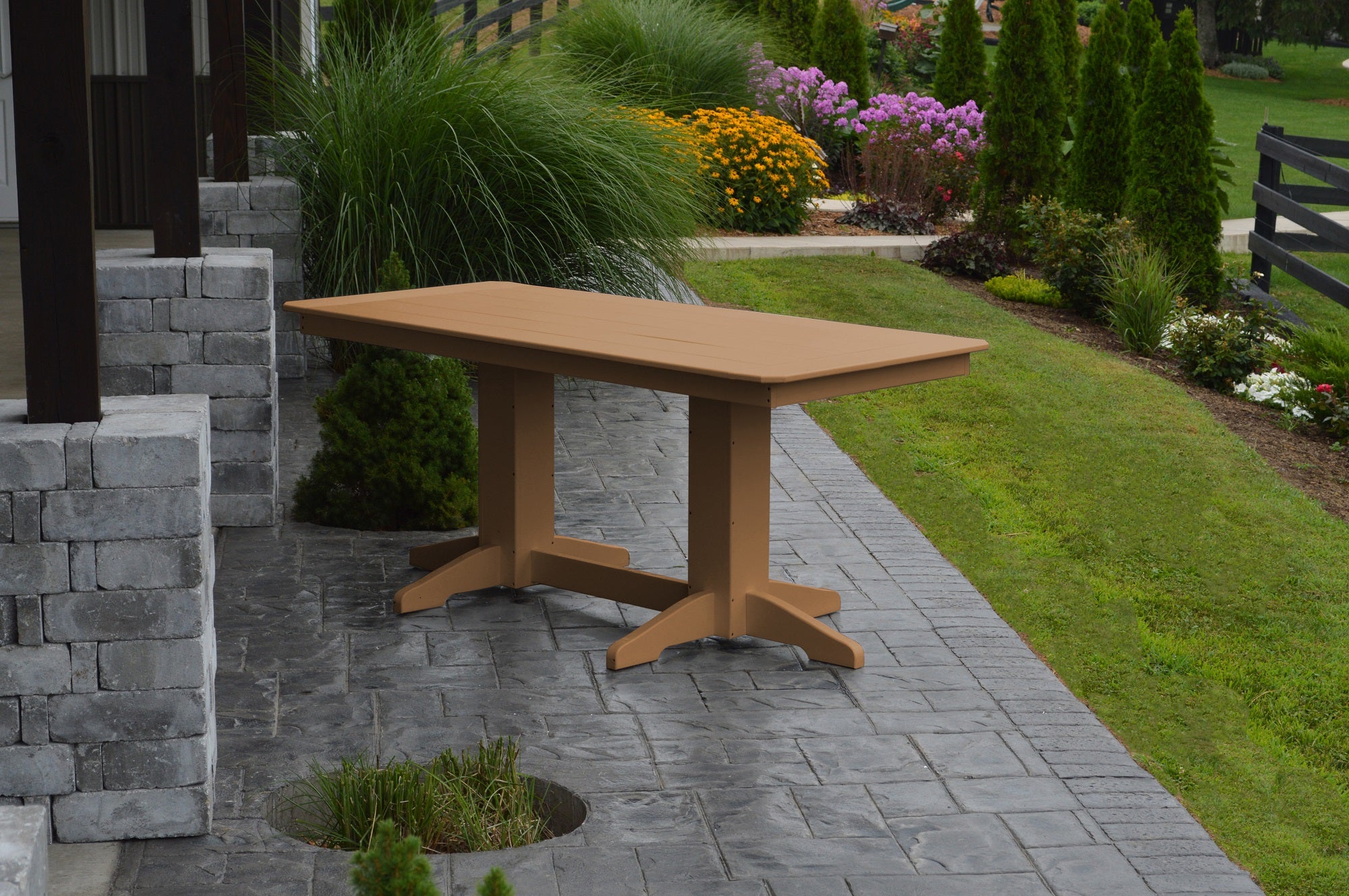 Poly Outdoor Rectangle Dining Table - 6ft / Cedar