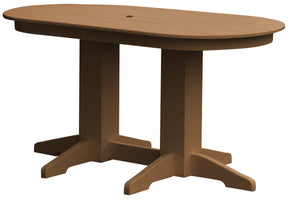 5ft Oval Poly Dining Table - Cedar w/ Umbrella Hole