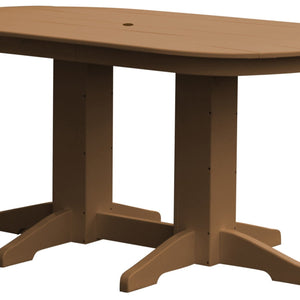 5ft Oval Poly Dining Table - Cedar w/ Umbrella Hole
