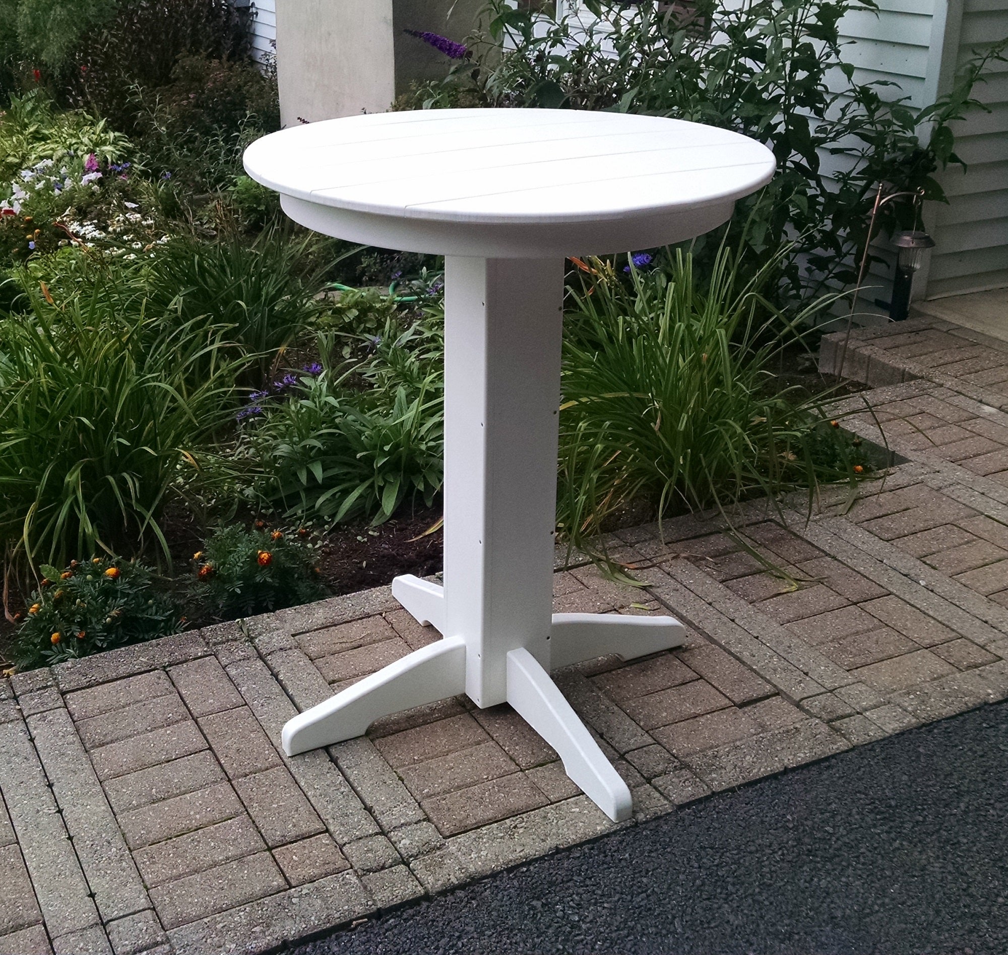 Poly Outdoor Round Bar Table - 33 inch / White