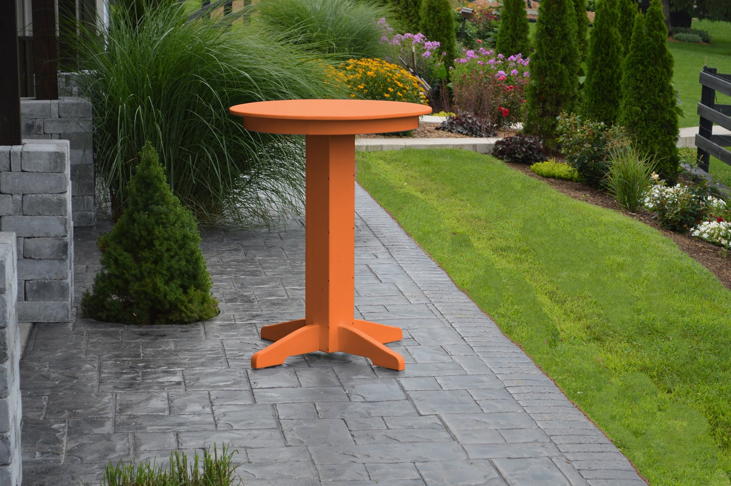 Poly Outdoor Round Bar Table - 33 inch / Orange