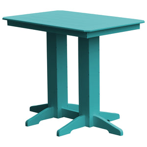 Poly Outdoor Rectangle Bar Table / 4ft / Aqua Blue