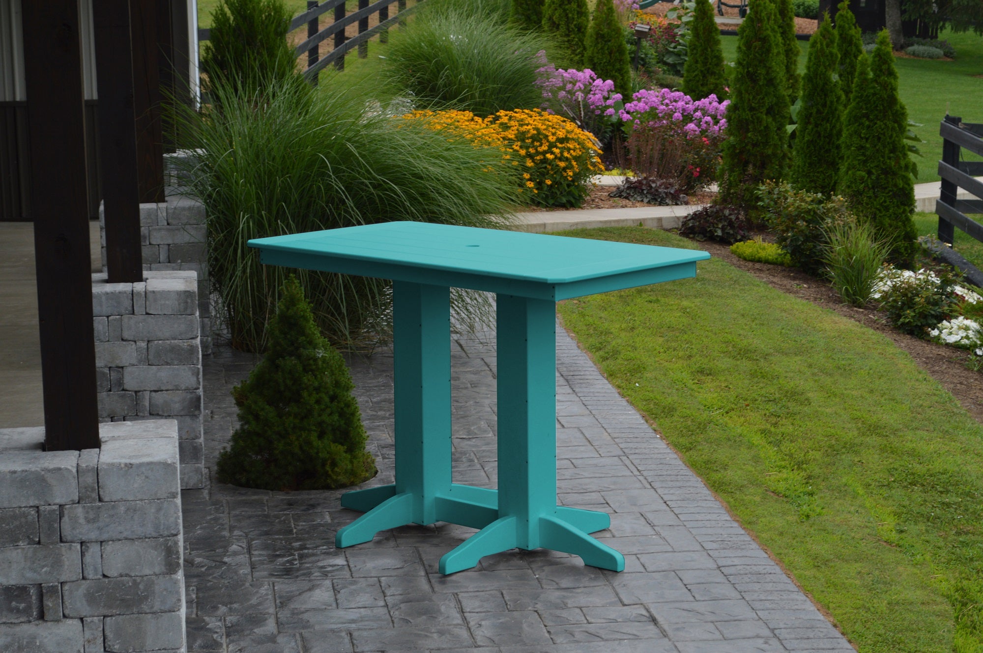 Poly Outdoor Rectangle Bar Table / 5ft / Aqua Blue