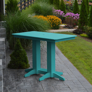 Poly Outdoor Rectangle Bar Table / 5ft / Aqua Blue