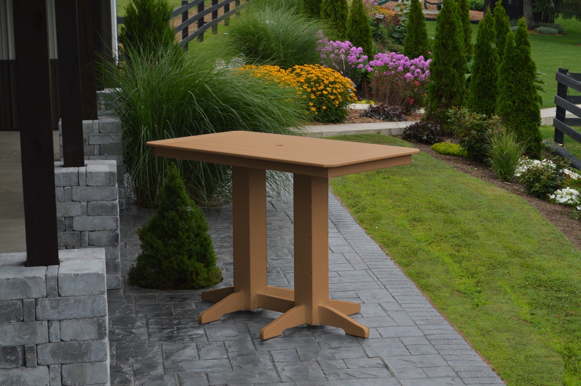 Poly Outdoor Rectangle Bar Table / 5ft / Cedar