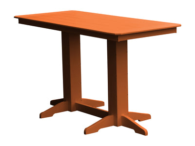 Poly Outdoor Rectangle Bar Table / 6ft / Orange