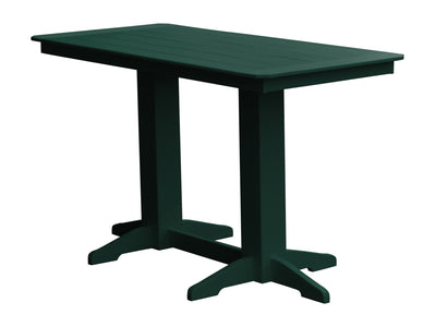Poly Outdoor Rectangle Bar Table / 6ft / Turf Green