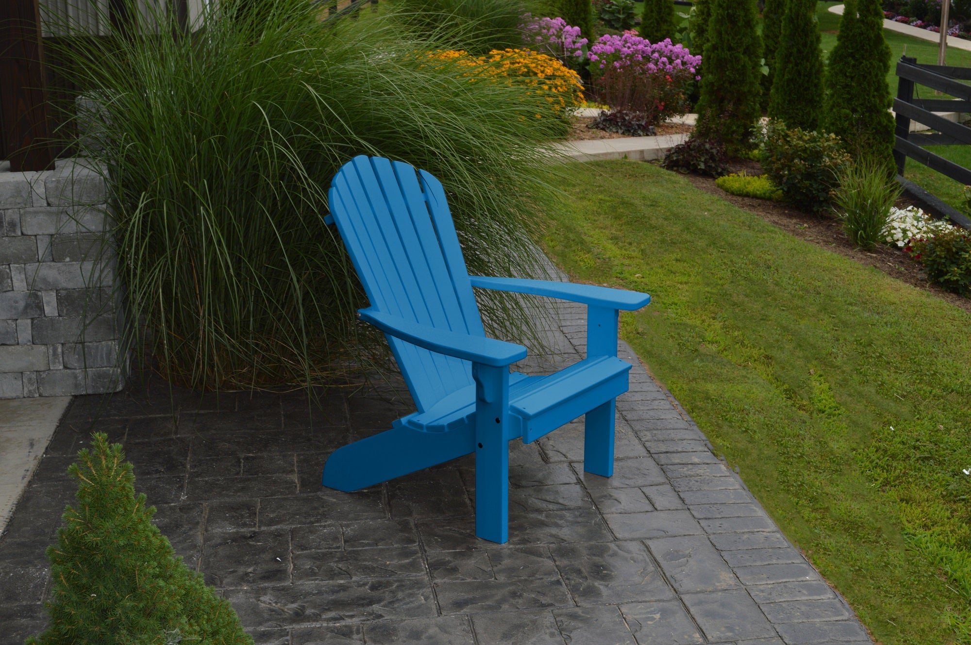 Poly Outdoor Fan-Back Adirondack Chair - Solid Color