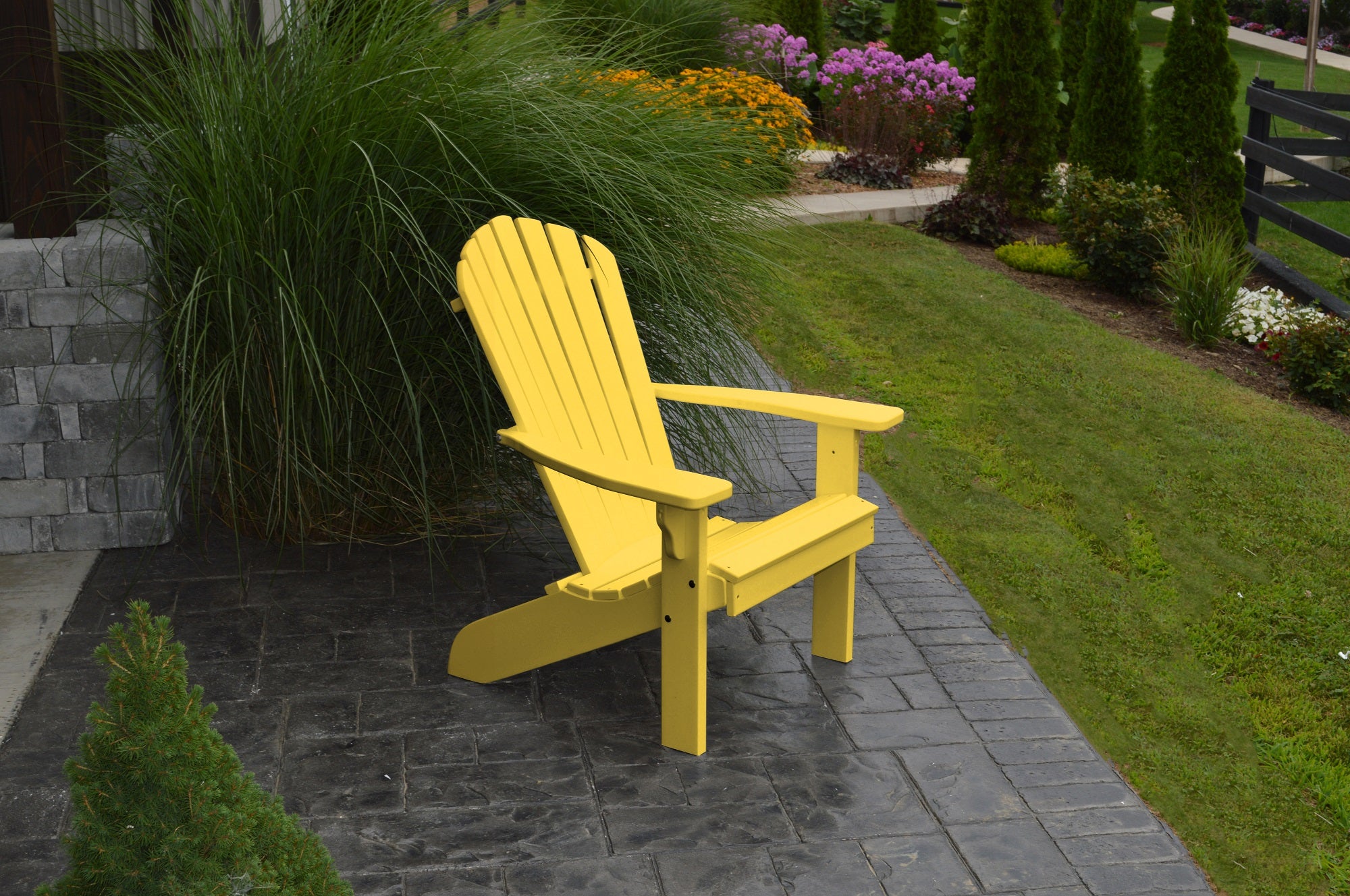 Poly Outdoor Fan-Back Adirondack Chair - Solid Color