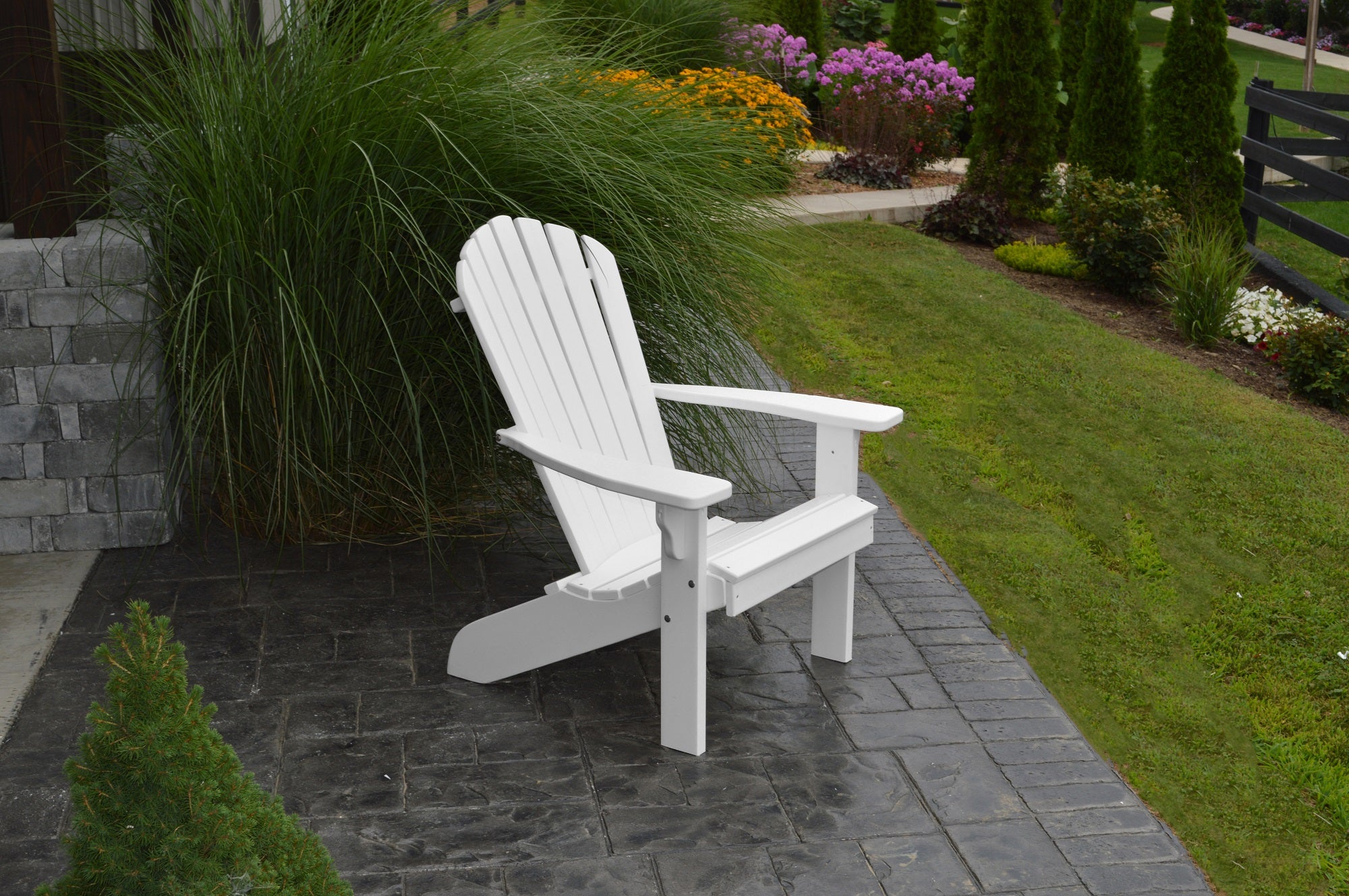 Poly Outdoor Fan-Back Adirondack Chair - Solid Color