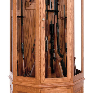 LG Revolver - Amish 16 Gun Wall Cabinet with Rotating Gun Rack Carousel